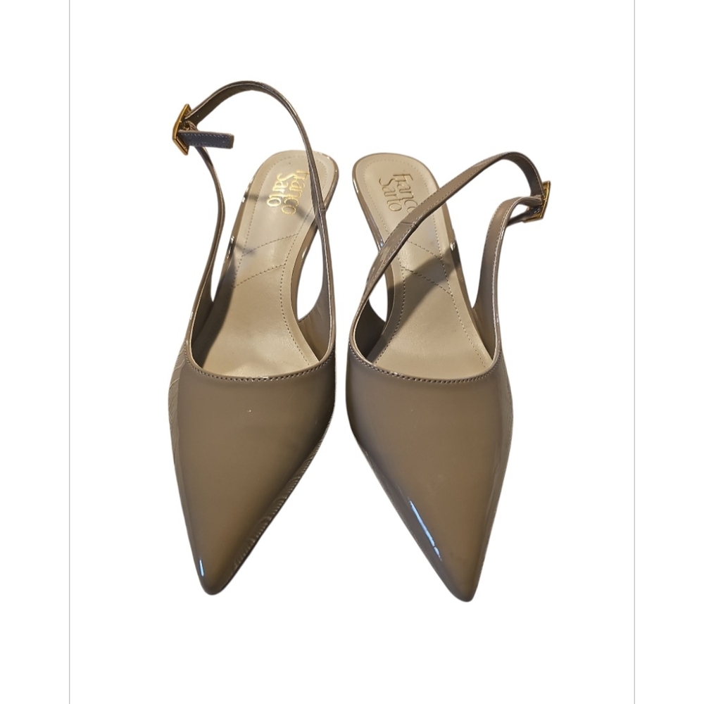 Franco Sarto Brown Slingback Heels with Kitten Heel